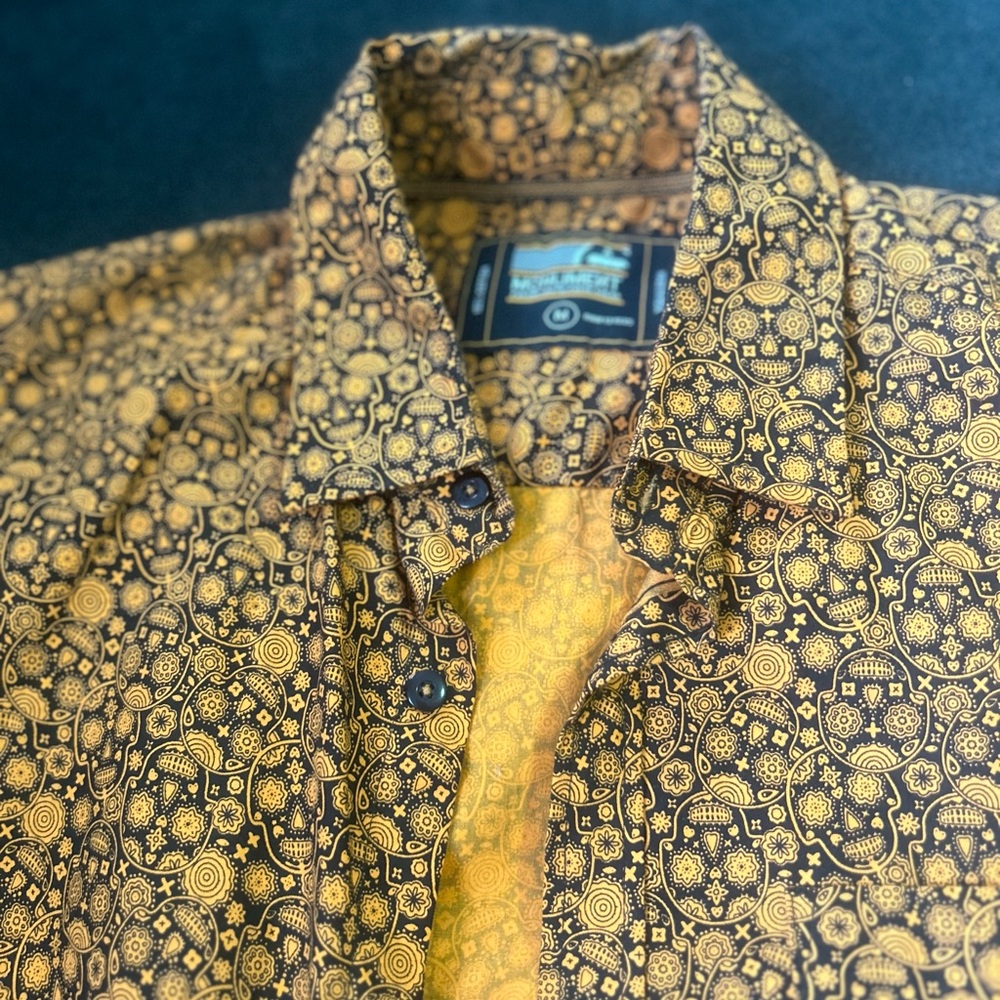 Michael Brandon Men's Orange Patterned Shirt